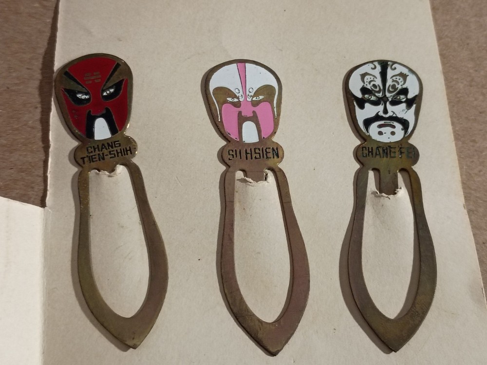VTG Mini Bookmarks Brass Anime Manga Style Metal Warrior Gift Set of 3 NOS