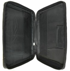 New Medium Black Genuine Leather Bible/Book Cover Case Zippered Organizer