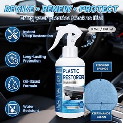 Deep Black Plastic Restorer for Cars – 5oz Trim & Vinyl Protector with Sponge