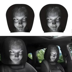 2pcs Ghost Face Headrest Covers,Scary Face Printing Auto Seat Universal Elastic