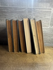 Lot of 6 Misc Books Green/Blue/Brown Decor Staging Display Antique Old Vintage