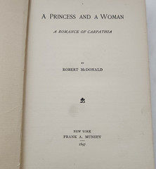 Book A Princess and A Woman : Romance of Carpathia 1897 HC Pages 252